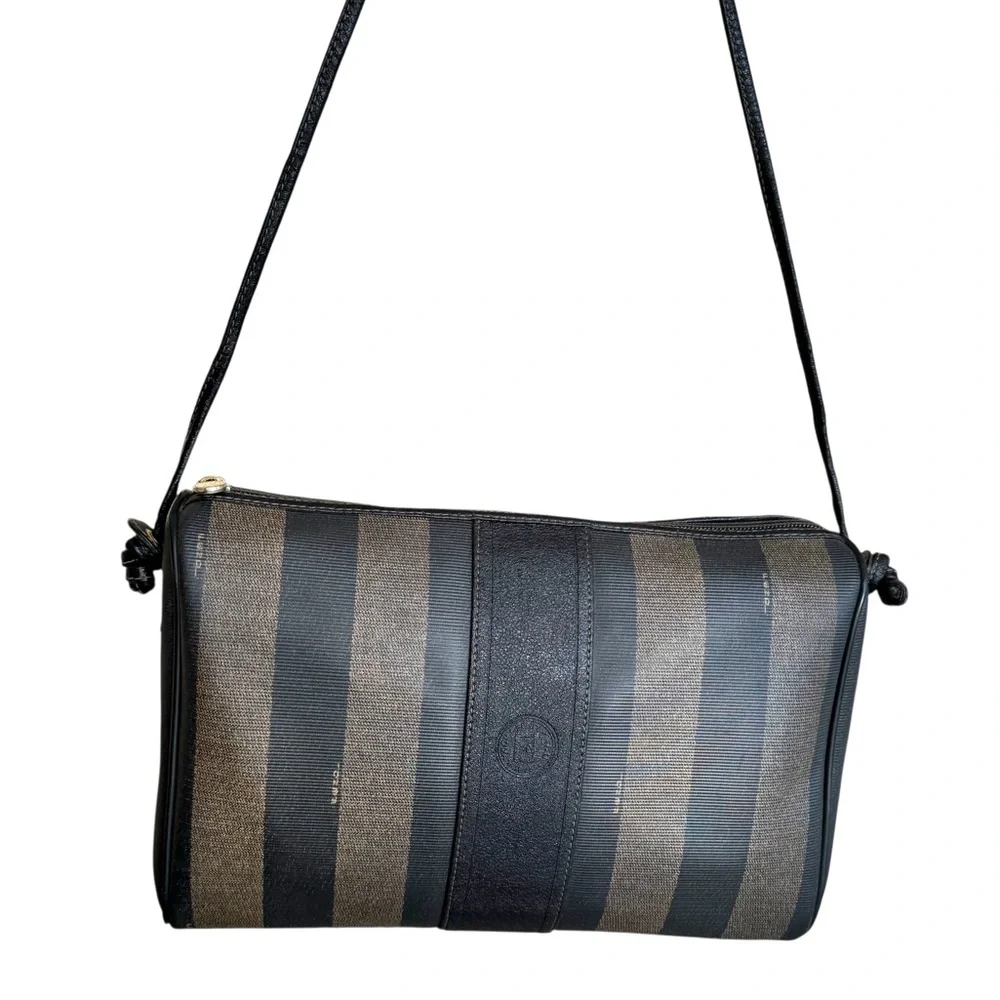 FENDI Vintage Pequin Striped Shoulder Bag Large Crossbody - Picture 3 of 17